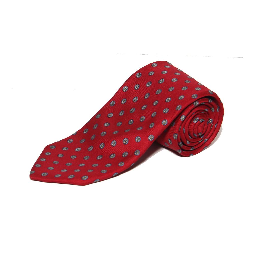 Cellini Collection Silk Red Small Medallion Tie 3" x 55"